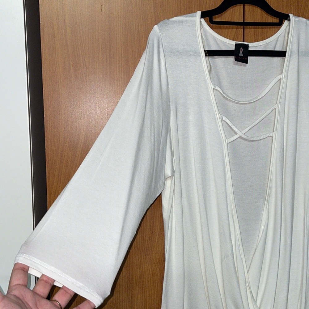Lilian Hi-Lo Blouse - White - Size 3X - Picture 5 of 10